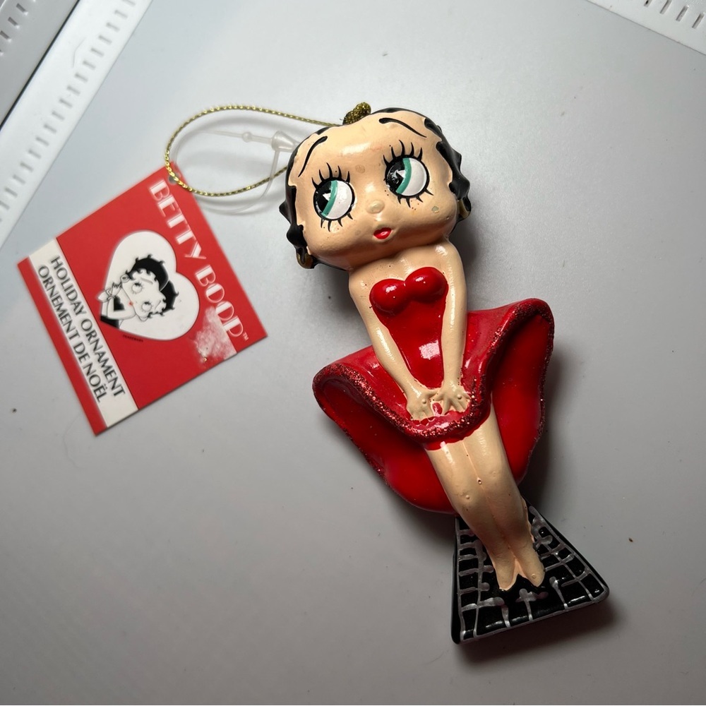 2010 Kurt S Adler Betty Boop Polonaise Glass Ornament Red Dress New